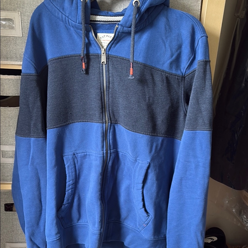 Men's Fat Face Blue and Gray Full-Zip Hoodie